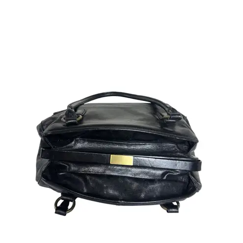 Vtg Hobo International Black Leather Hobo Shoulder Bag Gold Accents Paisley