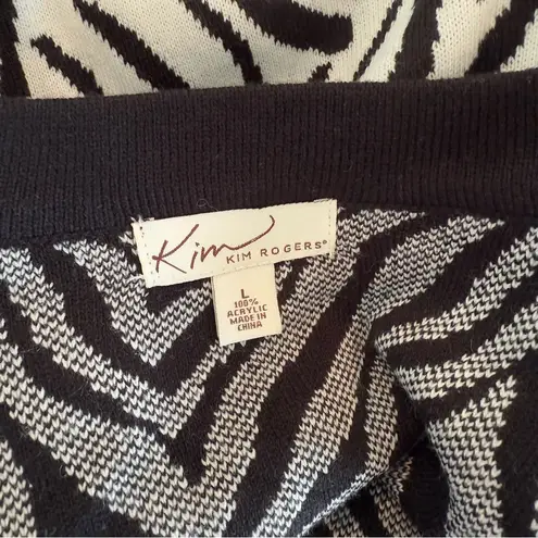 kim rogers NWT  2 Button Zebra Striped Knit Sweater Cardigan Jacket Career Large thumbnail 7