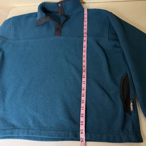 Vintage Cabelas Fleece Snap Pullover Unisex Medium Teal Polartec Sweater Outdoor Blue