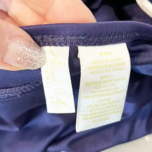 Anne cole Two Piece Twist Front Halter Tankini Skirt Bikini Set Blue M / L