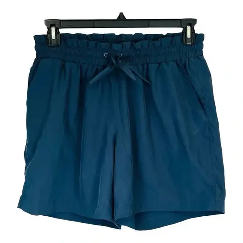 Mondetta Moisture Wicking Paper Bag Waist Shorts Pockets Blue Women Size Medium