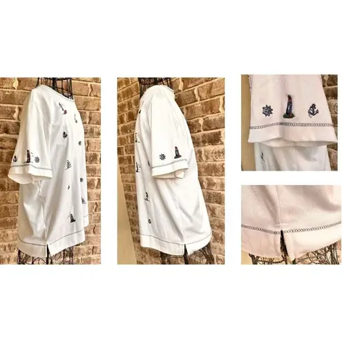 Bonworth VTG Nautical Top Sz M? White LIghthouses Sailboat Anchor Ships …