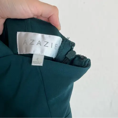 Azazie GALICIA Pine Mermaid Halter Pleated Stretch Chiffon Dress