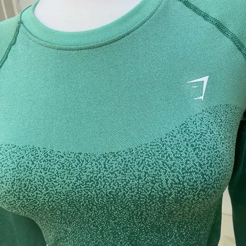 Gymshark  Crop Top Sz M Adapt Ombré Green Long Sleeve Activewear Athleisure