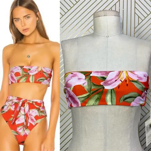 Mara Hoffman Abigail Bandeau Bikini Top Red Floral
