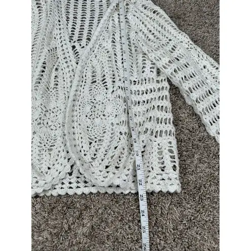 vintage y2k by deisgn open front loose knit white glitter cardigan sweater XL