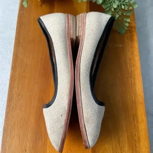 Etienne Aigner NEW CANVAS Beige Fabric Flats Slip On Shoes Womens Size 7…
