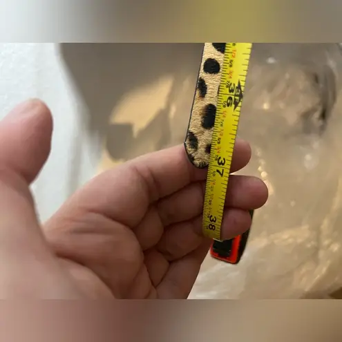 Genuine Leather Leopard Cheetah Print Dyed Real Animal Fur Vintage Belt 37”Waist Yellow