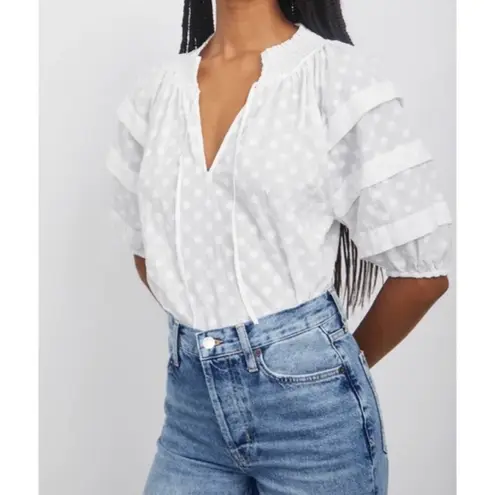 Rails Paris White Embroidered Daisies Top Size Medium