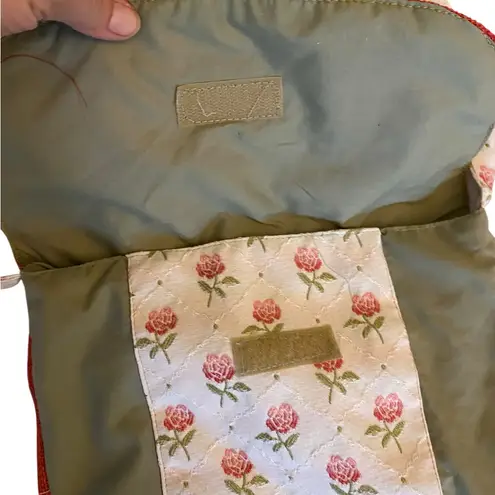 Handmade Burlap & Floral Sage green & Rust cottagecore tote .