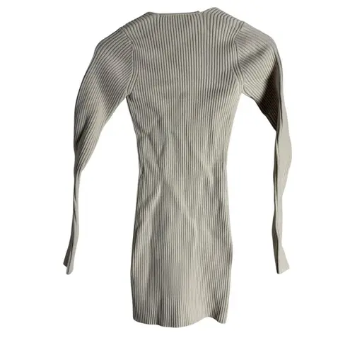 Gauge81 Mija White Ribbed Long Sleeve Wool Plunge Sweetheart Mini Dress Size XS