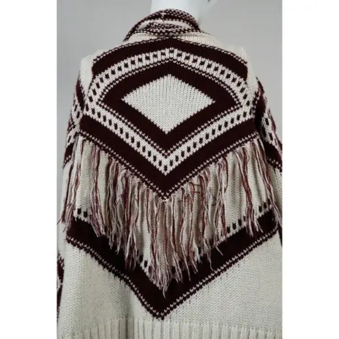 Black Swan Knit Tribal Fringe Boho Cardigan Sweater Size Small