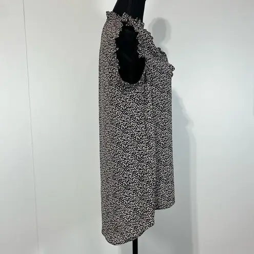 Harlowe $ Graham Harlowe & Graham Sleeveless Tunic Blouse Sz S Women’s Navy & Tan Floral Vines