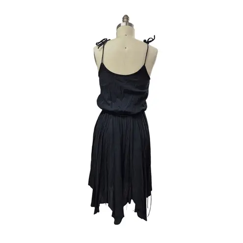 80s 90s VTG Black Sun Dress Fringe & Feathers 100% Cotton Sz S NWOT