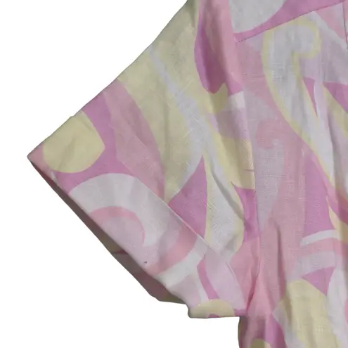 Hill House The Lily Dress Candy Kaleidoscope Pink Yellow Linen Midi XXS New