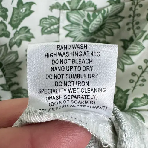 ASCOLLECTION NWT Green White Floral Cotton Tencel Cropped Button Up Blouse Sz M Size M