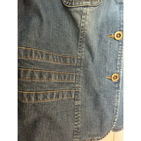 Coldwater Creek Denim blue blazer jacket 3 button closing by size Medium