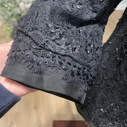 Tadashi Shoji Collection Black Beaded Evening Jacket Sz 4 Special Occasion Silk