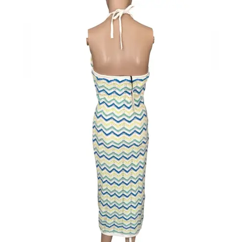 *NWT* Freshman 1996 Knit Chevron Multicolor Maxi Dress S Blue