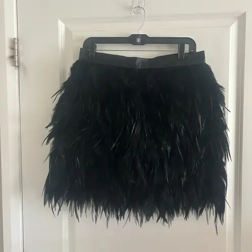 Timeless Naeem Khan Black Feather Bubble Mini Skirt Embellished Size 14