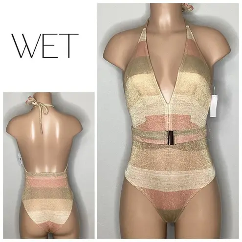 New. WET gold metallic swimsuit. Large . Retails $208 Gold