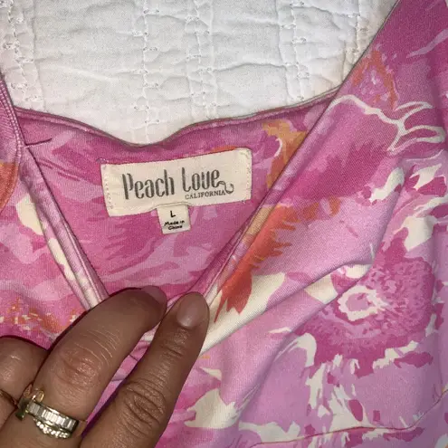 Peach Love California pink peach love flower dress size L short lining inside