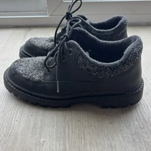 CATER Italy Black Leather 100% Virgin Wool Chunky Lug Sole Oxfords 7M 39 Size 7