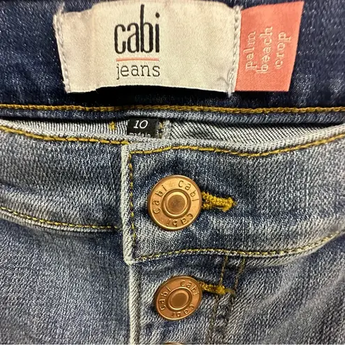 CAbi  Jeans Palm Beach Crop Denim High Rise Button Fly Blue Jeans Womens 10