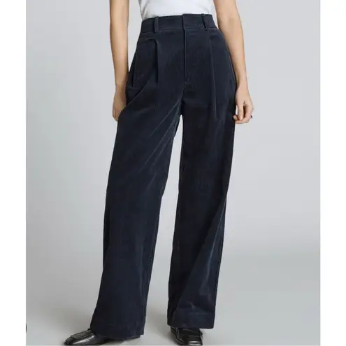 Everlane NWT  Navy Wide Leg Pleated Front Corduroy Way-High Drape Pant Size 10