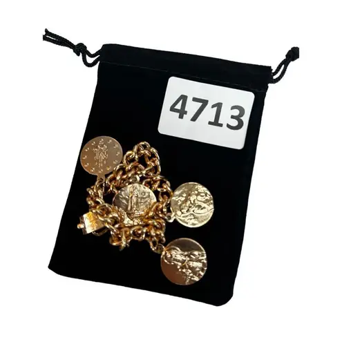 Made in Italy rose gold toned charm bracelet mother Mary and religious charms Pink