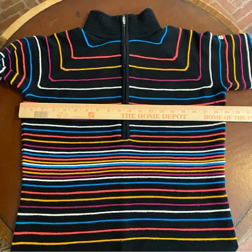 Spyder Merino Wool Quarter Zip Pullover Sweater Sz. Large Multicolored 3D Stripe