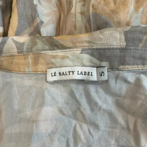 Le Salty Label Camille Tie Dress Gray Floral Tropical Mini Wrap Long Sleeve Sz S