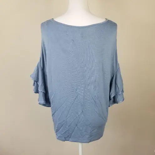 Workshop Republic Clothing Workshop / M / Dusty Blue Ruffle Sleeve Slouchy Bl