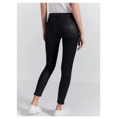 CURRENT ELLIOT The Soho Zip Stiletto Black Coated Skinny Jeans Moto Size 25