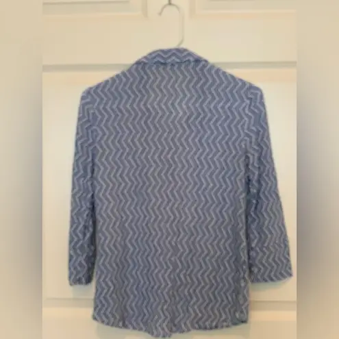J. McLaughlin JM Laughlin Blue and White Patterned Button-Up Shirt. Size-X-Small - Image 2