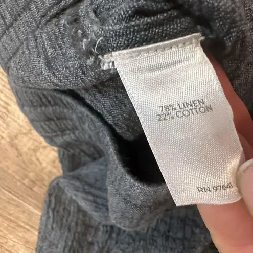 Pure Jill Women's Linen Blend Flat Front Crinkle Crop Pants Charcoal Gray Medium