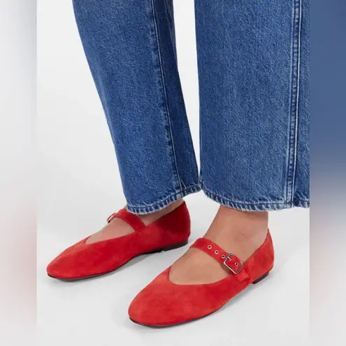 Madewell  The Remy Mary Jane Flat in Bandana Red, size 8 1/2