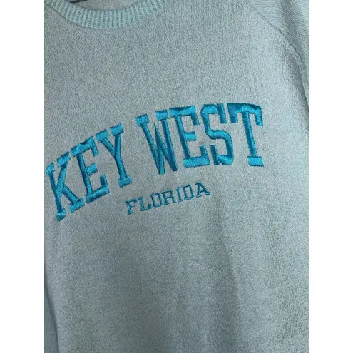 Basix of America Key West Florida Sweatshirt Small Aqua Blue Terry Cloth Pullove