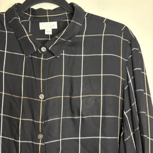 J. Jill XL Black Plaid Button