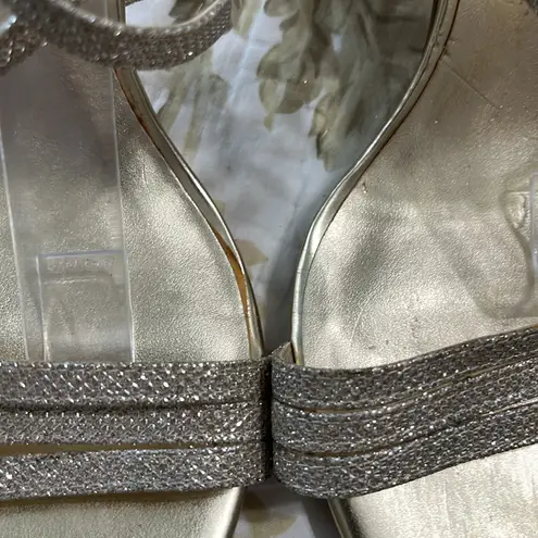 Dune London Glittery Metallic Rose Gold X Strap Stiletto Sandal Size 10.5/41