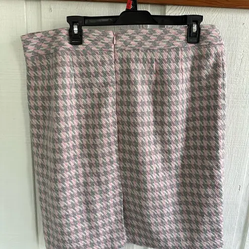Chadwick's Chadwick’s Stylish Pink and Gray Wool Blend Houndstooth Office Work Skirt