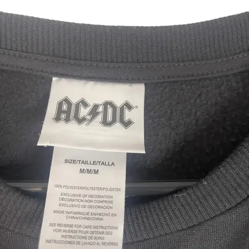 AC/DC ACDC Women's Size Medium Black Neon Band Tee Graphic Crewneck Sweater