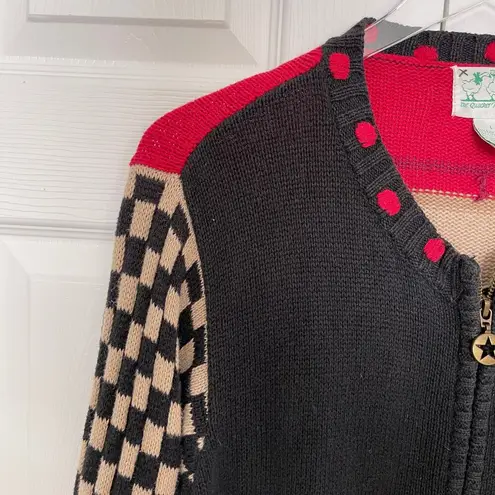 The Quaker Factory Vintage Barn Animals Knit Cardigan Black Size L