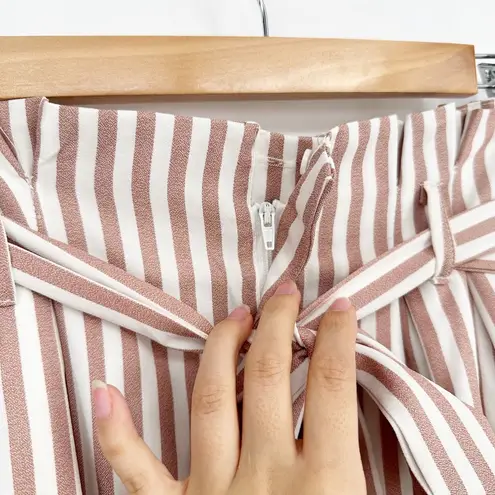 Bishop and Young High Waist Belted Paperbag Shorts Pink White Women's XS