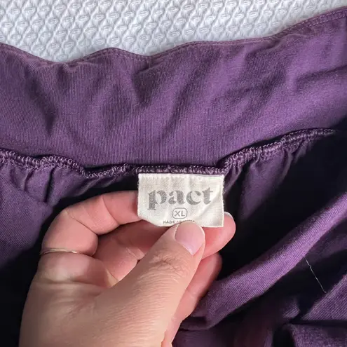 Pact Women's XL Purple Wide Leg Cropped Pants Tie Waist Organic Cotton Boho