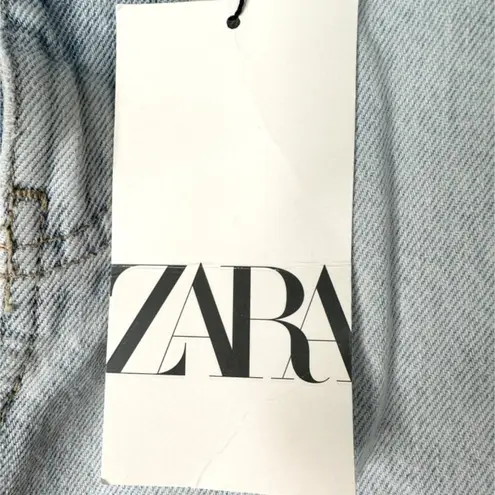 ZARA Skirt Womens Large Denim Midi Light Wash Slit🩵