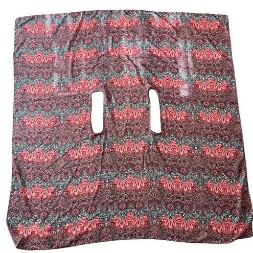 None Bohemian Red and Gray Paisley Chiffon Vest Wrap One Size