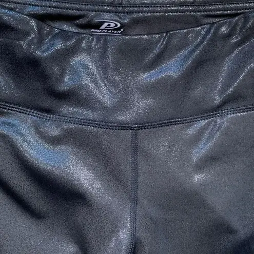 Pro Player Leggings Glossy Black Cropped Stretch Moisture Wicking Workout Small