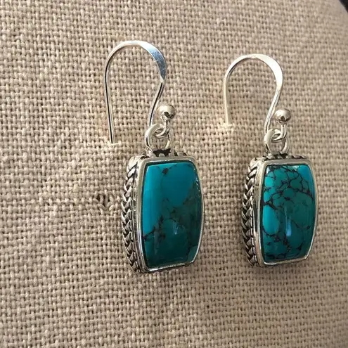 Sterling Silver BARSE Turquoise Rope Braid Framed Drop Earrings