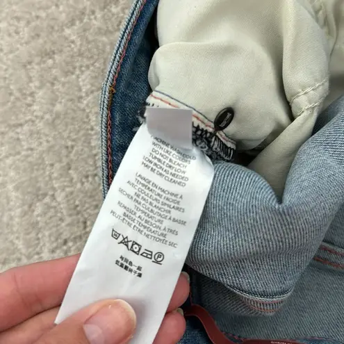 Pilcro Anthropologie Icon Flare Button Fly Jeans Medium Blue light wash denim